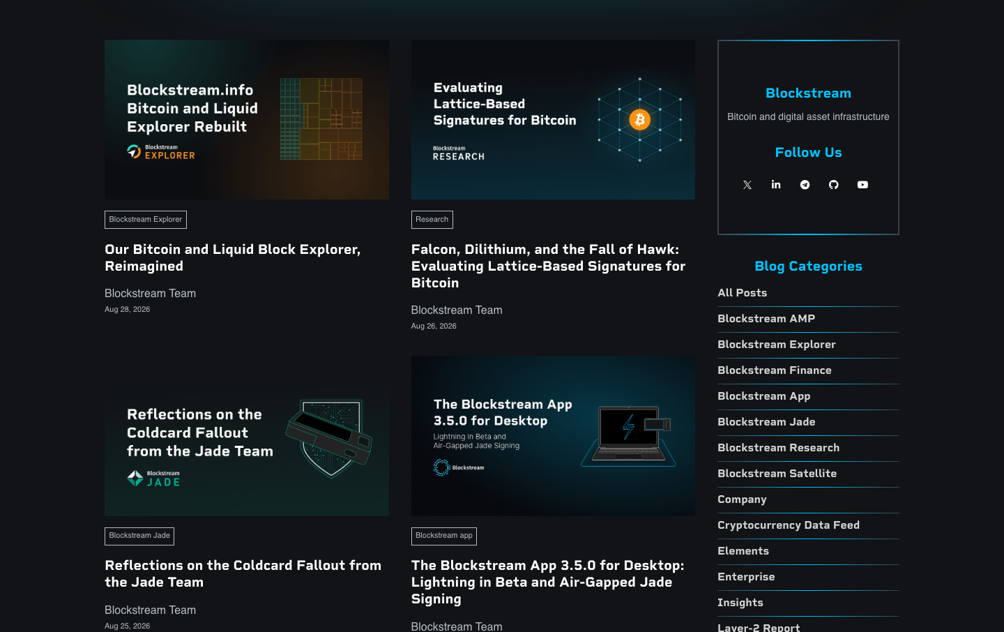 The Blockstream blog home page