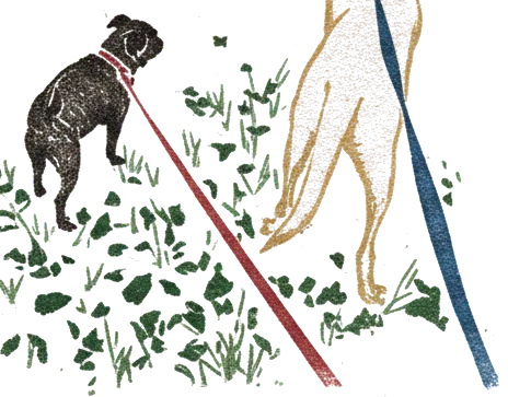 Rubber stamp of dogs, leashes, walk, Lebanon, OH
