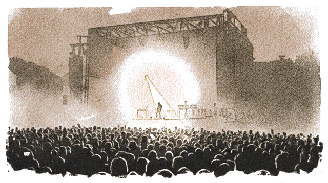Rubber stamp of flare, night, burst, Columbus, OH