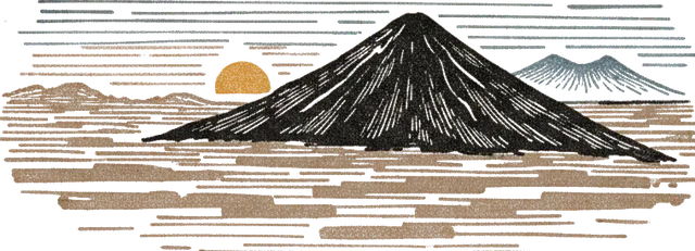 Rubber stamp of sunrise, peak, clouds, Acatenango Volcano, Guatemala
