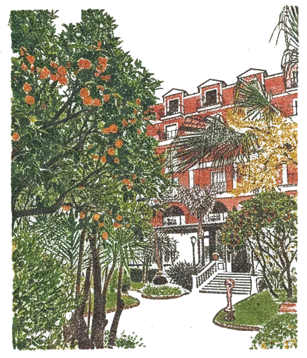 Rubber stamp of oranges, villa, garden, Sorrento, Italy
